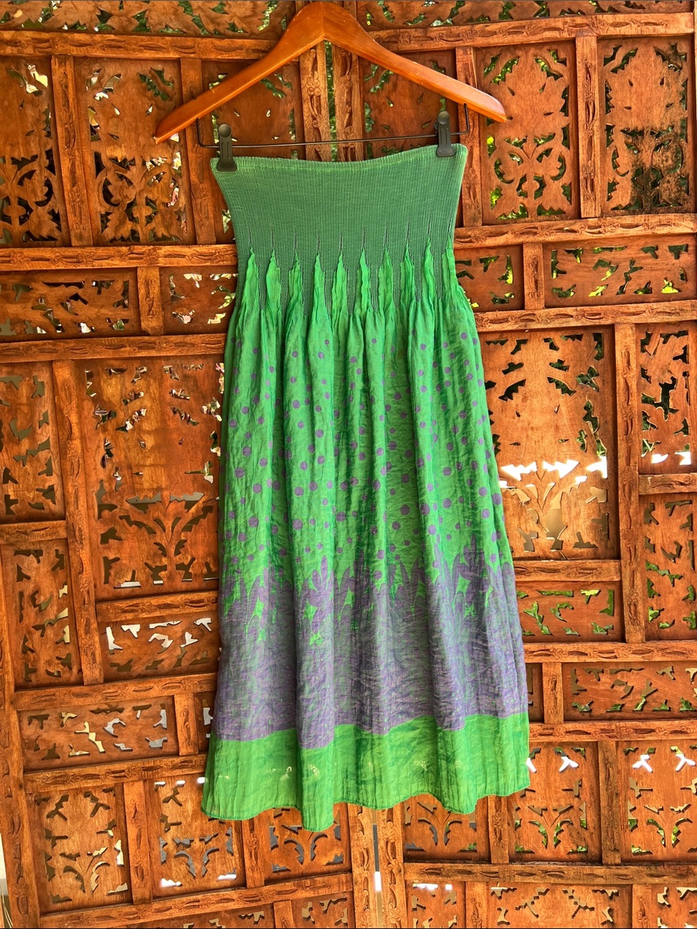 Lapis Y2K Boho Fairy Grunge Smocked Convertible Skirt Strapless Dress OS